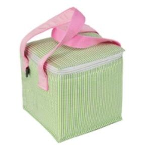 NWT Lot of 2 MINT Snack squares green Seersucker thermal lunch tote pink zip
